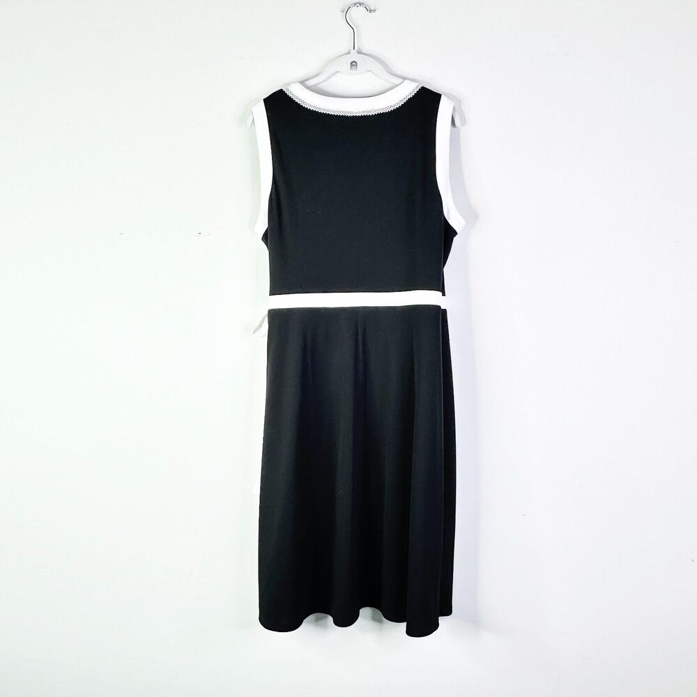 Tommy Hilfiger Dress Women 14 Black White Wrap Sleeveless Midi Corpcore Classic - Picture 3 of 9
